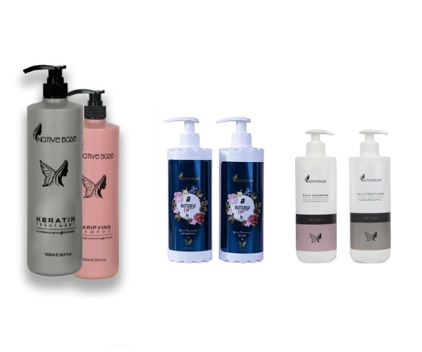 Native Base Daily Keratin Treatment 1000 Ml+1000 Ml+ Quick Treatment Şok Keratin Bakım Ve Daily Günlük Şampuan Krem ürün görseli 1