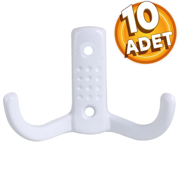 Askı Noktalı Elbise Vestiyer Duvar Askısı Dolap Elbise Askılığı Beyaz Metal Askı (10 ADET) ürün görseli 1