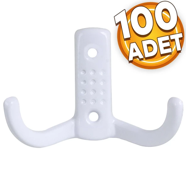 Noktalı Vestiyer Duvar Askısı Dolap Elbise Askılığı Beyaz Metal Askı (100 ADET) ürün görseli 1