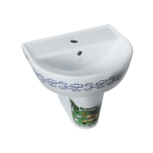 Turkuaz Yumurcak Banyo Lavabo Yarım Ayak 35x45 cm ürün görseli 1