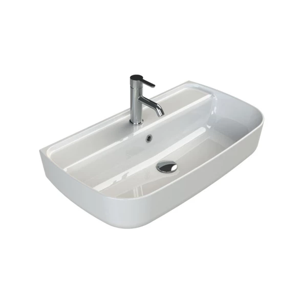 Turkuaz Cerastyle Aqua Tezgah Üstü Çanak Lavabo 75x42 cm ürün görseli 1