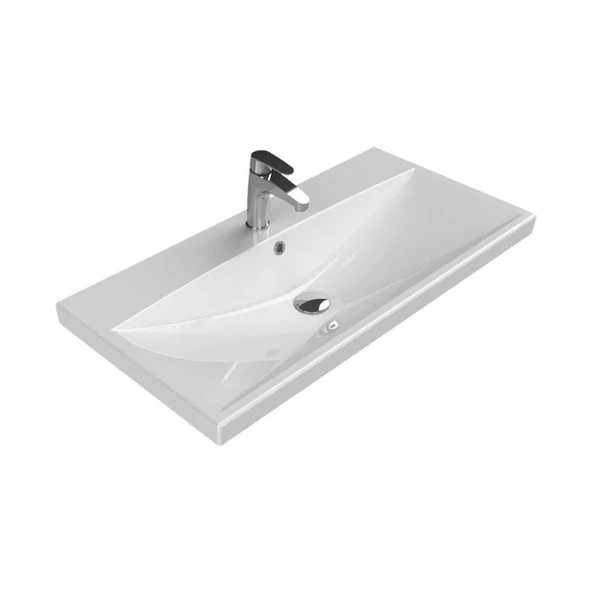 Turkuaz Cerastyle Elite Etajer Uyumlu Damlalıklı Lavabo 90*45 cm ürün görseli 1