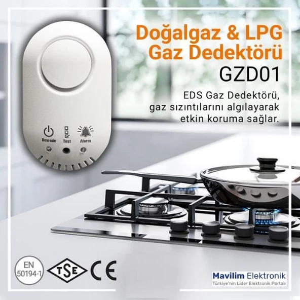 EDS GZD01 Dogalgaz ve LPG Gaz Dedektörü (12V) İgdaş ve Gazmer Onaylı ürün görseli 1