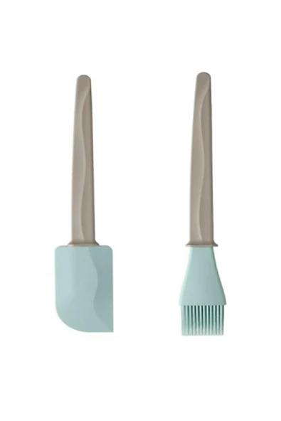 Bakglad Silikon Spatula + Yumurta Hamur Pasta Fırçası Bej Mavi 26 Cm ürün görseli 1