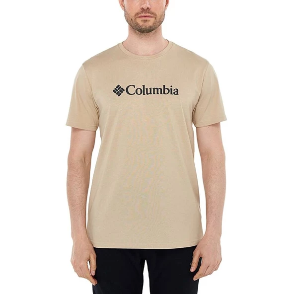 Columbia CSC M Basıc Bıg Logo Brushed SS Tee Erkek Tişört Bej CS0287-271 ürün görseli 1