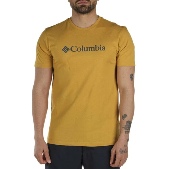 Columbia CSC M Basıc Bıg Logo Brushed SS Tee Erkek Tişört Sarı CS0287-880 ürün görseli 1