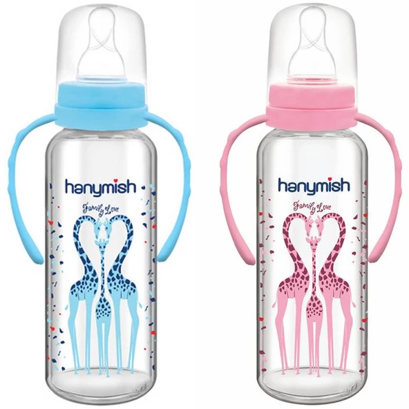 Hanymish 402 Kulplu Cam Biberon 240 ml ürün görseli 1