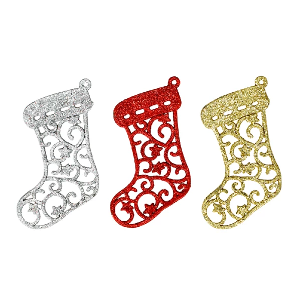 Yılbaşı Çam Ağacı Süsü Dekoratif Çizme 10 cm 3'lü ürün görseli 1