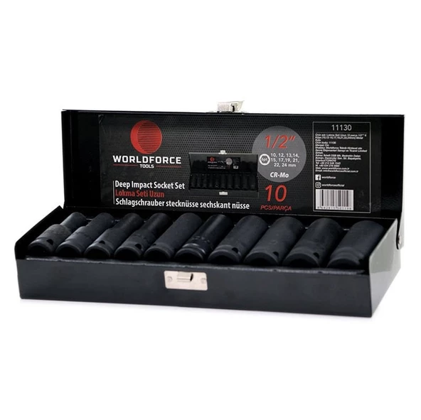 Worldforce 11130 Darbeli Lokma Seti Uzun 1/2'' 10 Parça ürün görseli 1