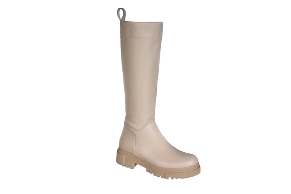 YAZ KIŞ Kadın Siyah Krem 4cm Topuk 35cm Dizboyu Soğuğa Dayanıklı Çizme ürün görseli 1