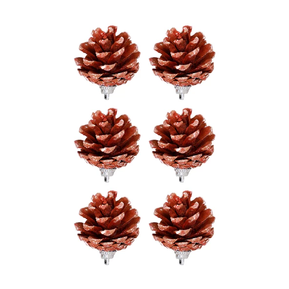 Yılbaşı Çam Ağcı Süsü Kırmızı Kozalak 4 cm 6'lı ürün görseli 1