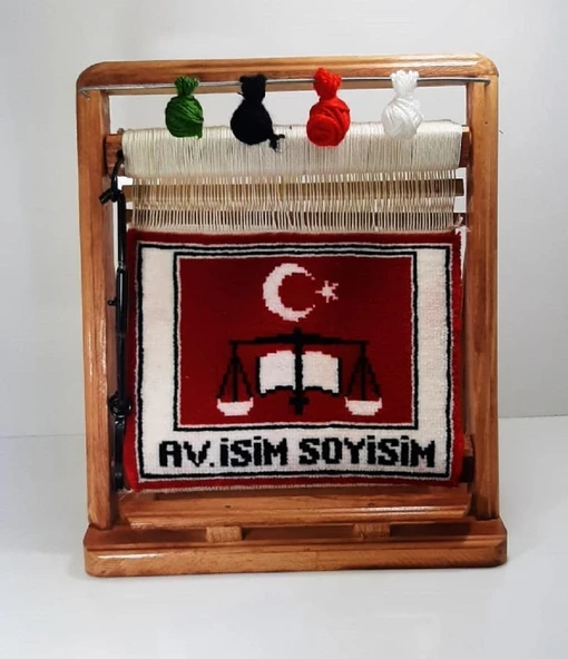 100tel Avukat İsim Motifli El Dokuması Hediyelik Minyatür Halı ürün görseli 1
