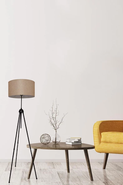 D-light Silindir Başlıklı Sütlü Kahverengi Metal Lambader ürün görseli 1