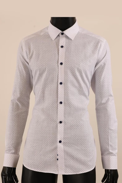 Uzun Kol Slim Fit Desenli Gömlek - Resim 6
