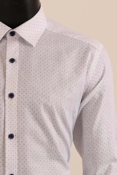 Uzun Kol Slim Fit Desenli Gömlek - Resim 9