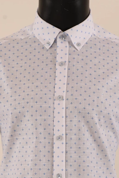 Uzun Kol Slim Fit Desenli Gömlek - Resim 12
