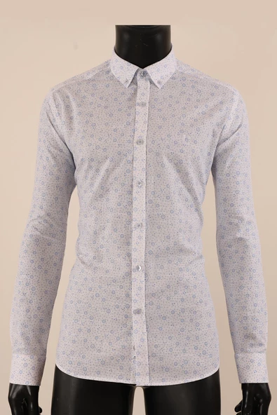 Uzun Kol Slim Fit Desenli Gömlek - Resim 10