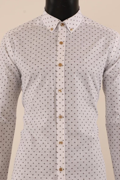 Uzun Kol Slim Fit Desenli Gömlek - Resim 7