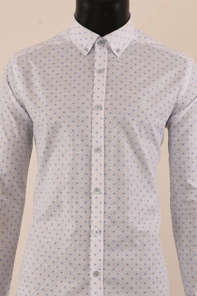Uzun Kol Slim Fit Desenli Gömlek - Resim 11