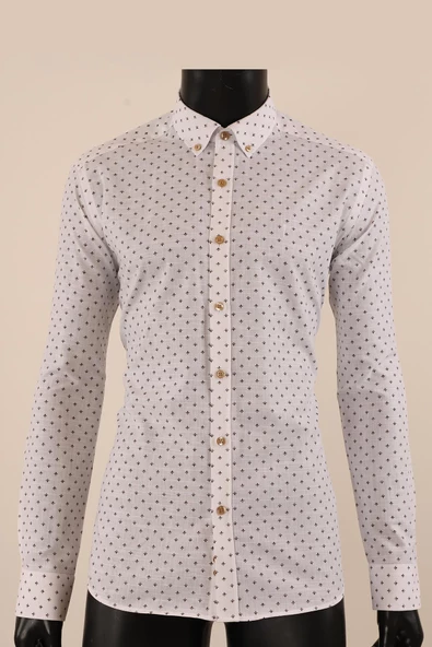 Uzun Kol Slim Fit Desenli Gömlek - Resim 6