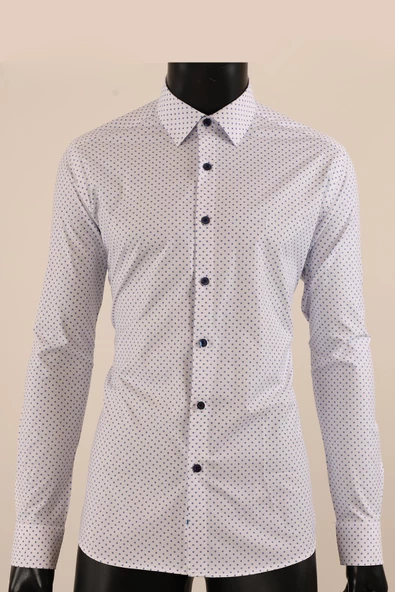Uzun Kol Slim Fit Desenli Gömlek - Resim 2