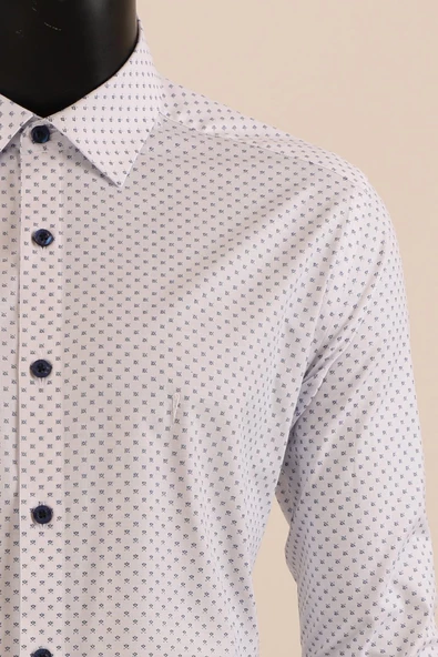 Uzun Kol Slim Fit Desenli Gömlek - Resim 9