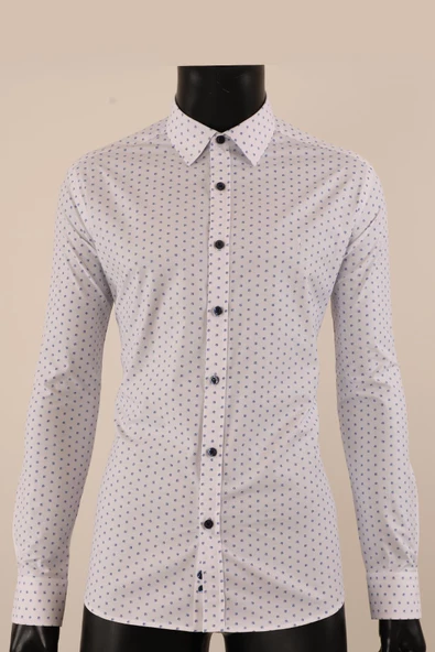 Uzun Kol Slim Fit Desenli Gömlek - Resim 10