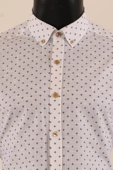 Uzun Kol Slim Fit Desenli Gömlek - Resim 8