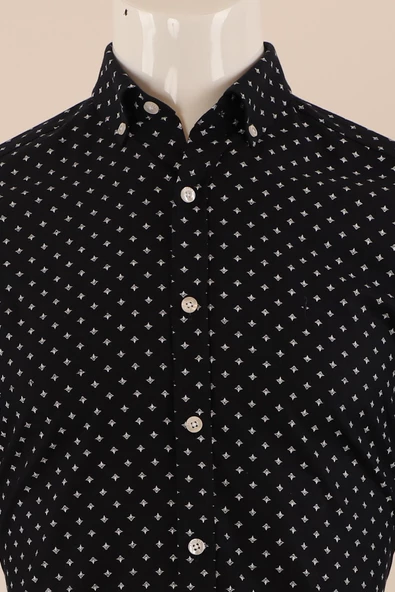 Uzun Kol Slim Fit Desenli Gömlek - Resim 4