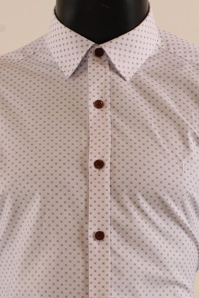 Uzun Kol Slim Fit Desenli Gömlek - Resim 12