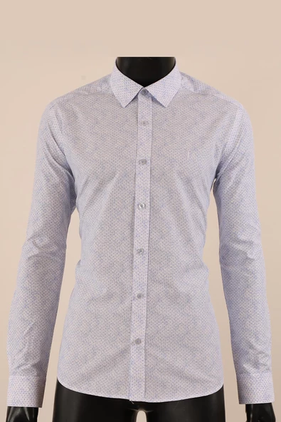 Uzun Kol Slim Fit Desenli Gömlek - Resim 10