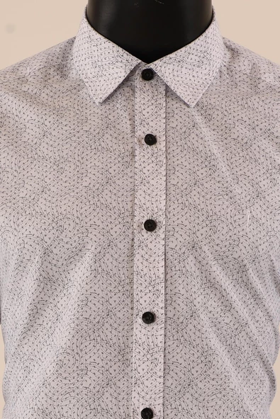 Uzun Kol Slim Fit Desenli Gömlek - Resim 8