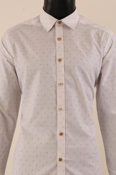 Uzun Kol Slim Fit Desenli Gömlek - Resim 11