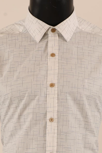 Uzun Kol Slim Fit Desenli Gömlek - Resim 12