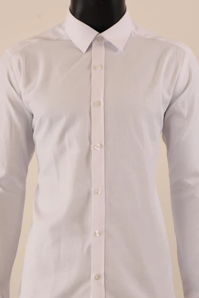 Uzun Kol Slim Fit Çizgili Gömlek - Resim 3