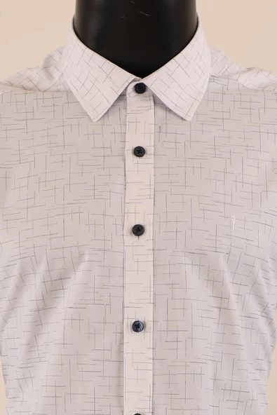Uzun Kol Slim Fit Desenli Gömlek - Resim 8
