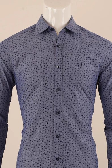 Uzun Kol Slim Fit Desenli Gömlek - Resim 11