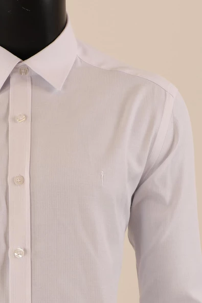 Uzun Kol Slim Fit Çizgili Gömlek - Resim 5