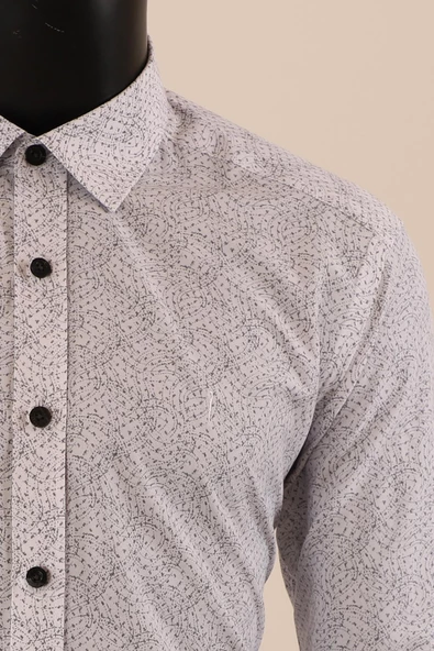 Uzun Kol Slim Fit Desenli Gömlek - Resim 9