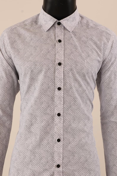 Uzun Kol Slim Fit Desenli Gömlek - Resim 7