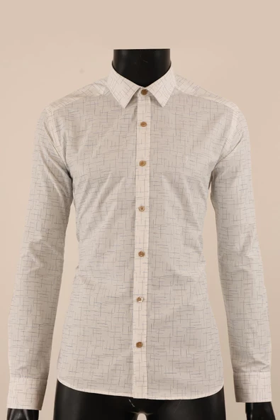 Uzun Kol Slim Fit Desenli Gömlek - Resim 10