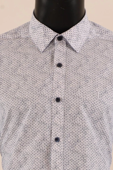 Uzun Kol Slim Fit Desenli Gömlek - Resim 4