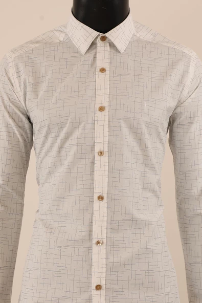 Uzun Kol Slim Fit Desenli Gömlek - Resim 11