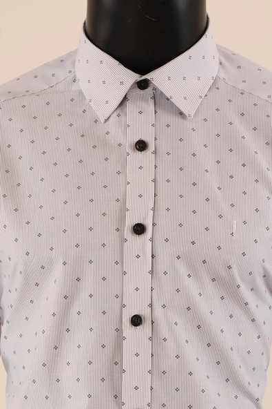 Uzun Kol Slim Fit Desenli Gömlek - Resim 8