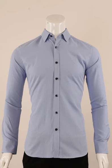 Uzun Kol Slim Fit Çizgili Gömlek ürün görseli 1