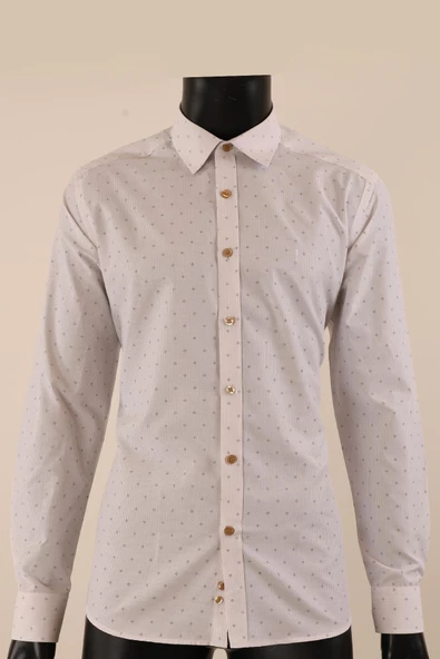 Uzun Kol Slim Fit Desenli Gömlek - Resim 10