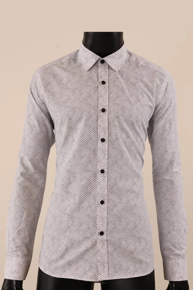 Uzun Kol Slim Fit Desenli Gömlek - Resim 6