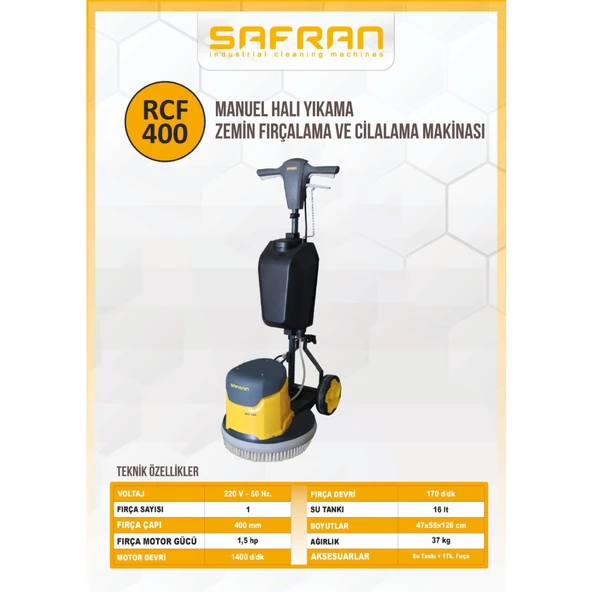 SAFRAN Manuel Halı Yıkama, Zemin Fırçalama Ve Cilalama Makinası ürün görseli 1