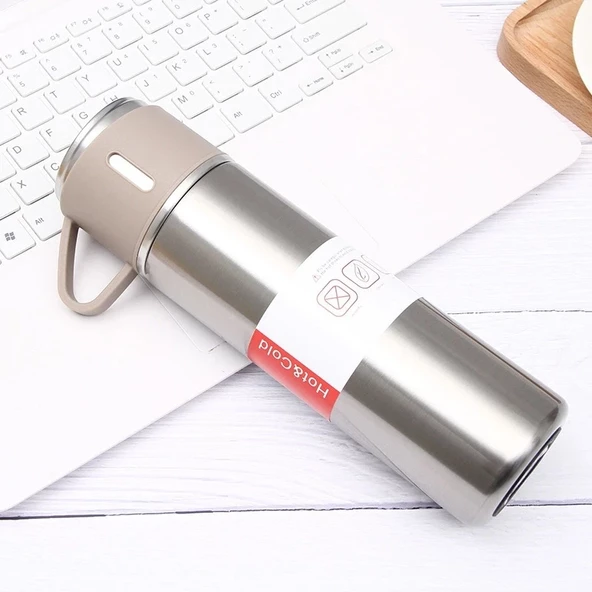 Paslanmaz Çelik 304 Çelik Termos Bardaklı Sıcak Soğuk Muhafazalı Kaliteli Sızdırmaz Mug FLYON-527 ürün görseli 1