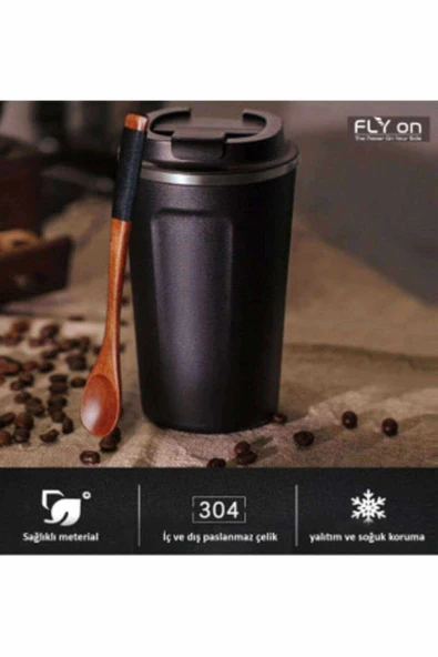 Çift Katman El Yakmaz 380 Ml Ergonomik Çelik Sızdırmaz Kupa Sıcak Soğuk Özellikli Termos ürün görseli 1